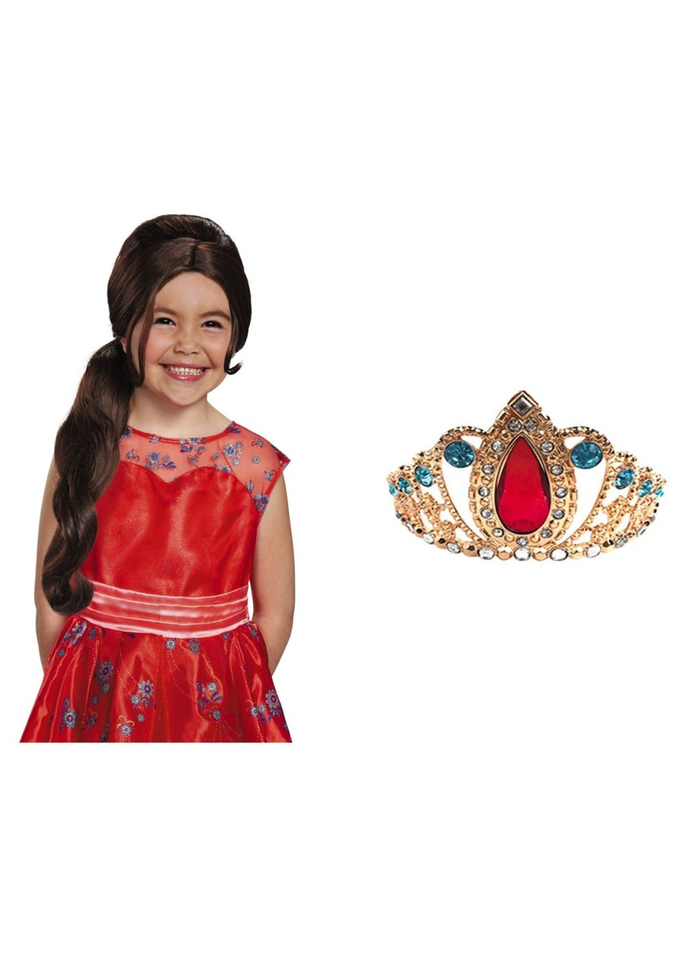 Kids Elena Of Avalor Princess Tiara And Wig Disney Costume Kit